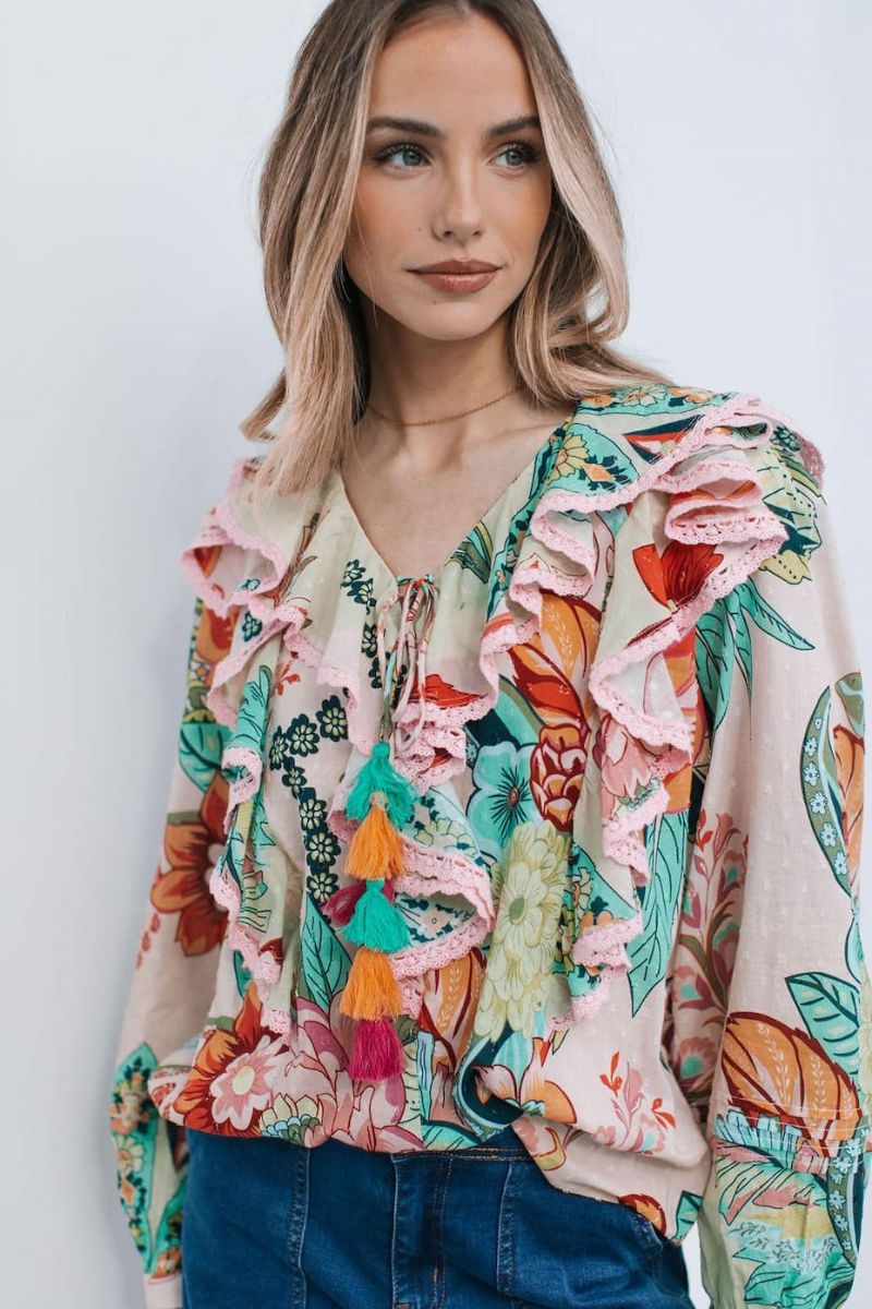 St Tropez Ruffle cotton top