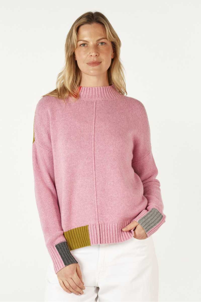 The Colour Block Trim Jumper by Zaket &amp; Plover-ZP710 Front view