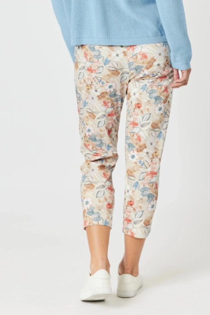 Threadz Lyla Print Pant Floral 48072 by Threads in Oatmeal / 8