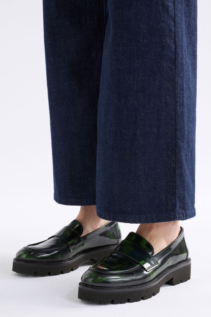 ELK Tirstta Platform Loafer by Elk the Label in Black Green / 38