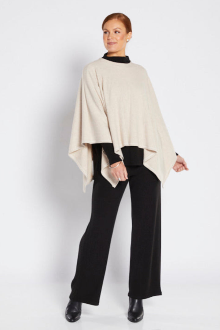 Toppa By Philosophy in Oatmeal Back with Black wide leg pants