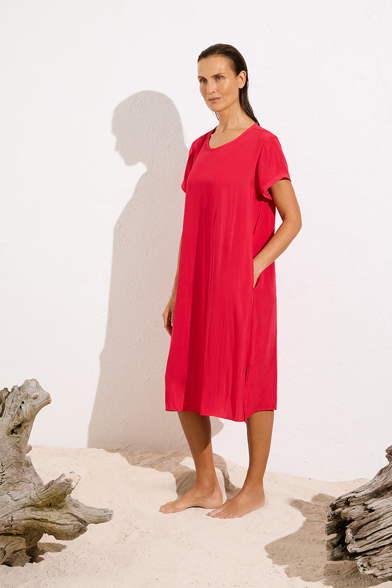 Transit T Dress F67 3203 in Strawberry by Mela Purdie