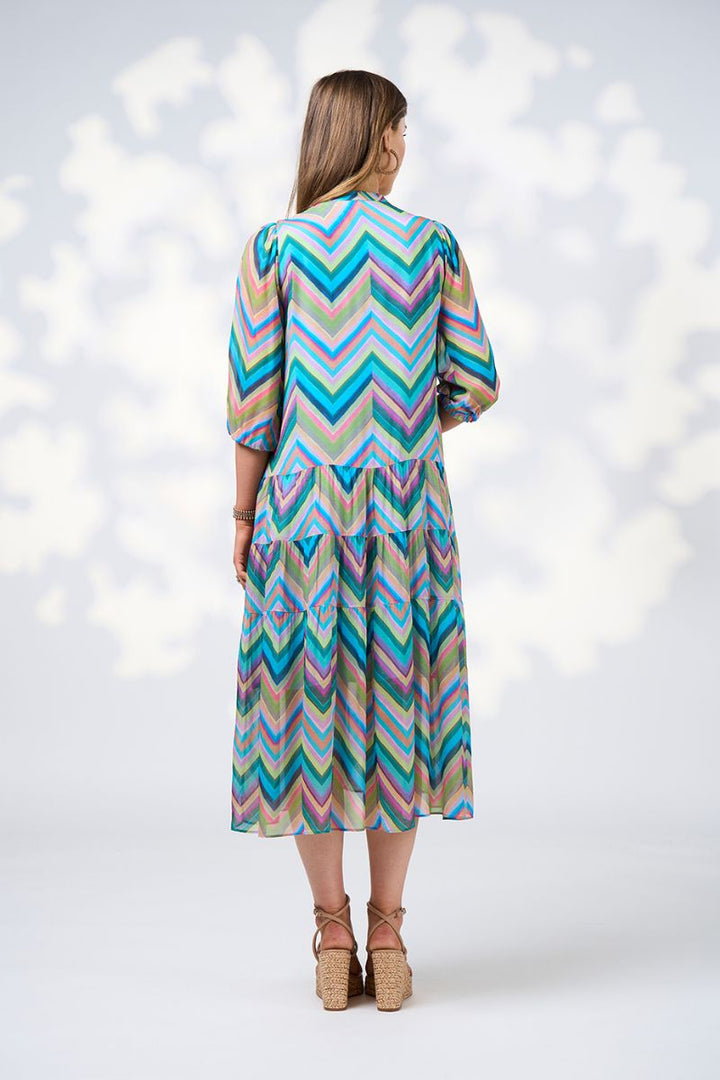 Loobie's Story Wanderlust midi dress in multi colours by Loobies Story in Ice Blue / 8