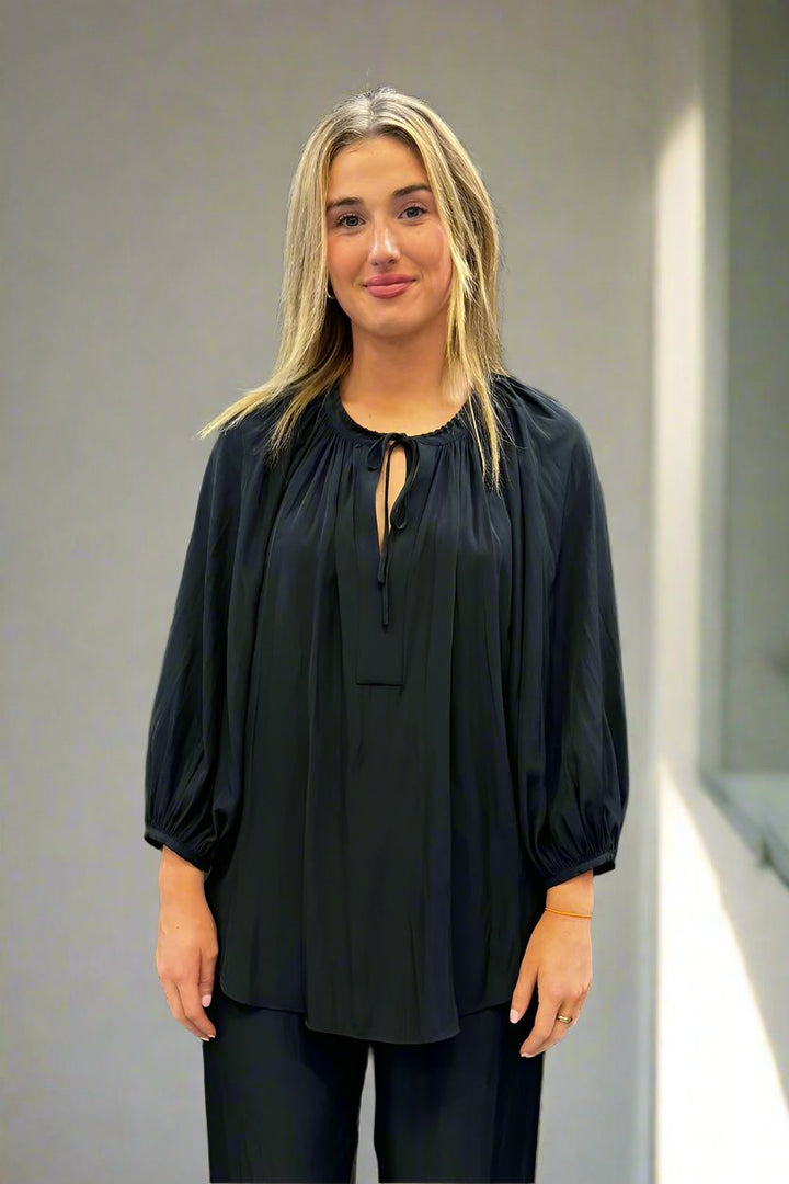 Artisan Blouse in Navy F67 7076 by Mela Purdie