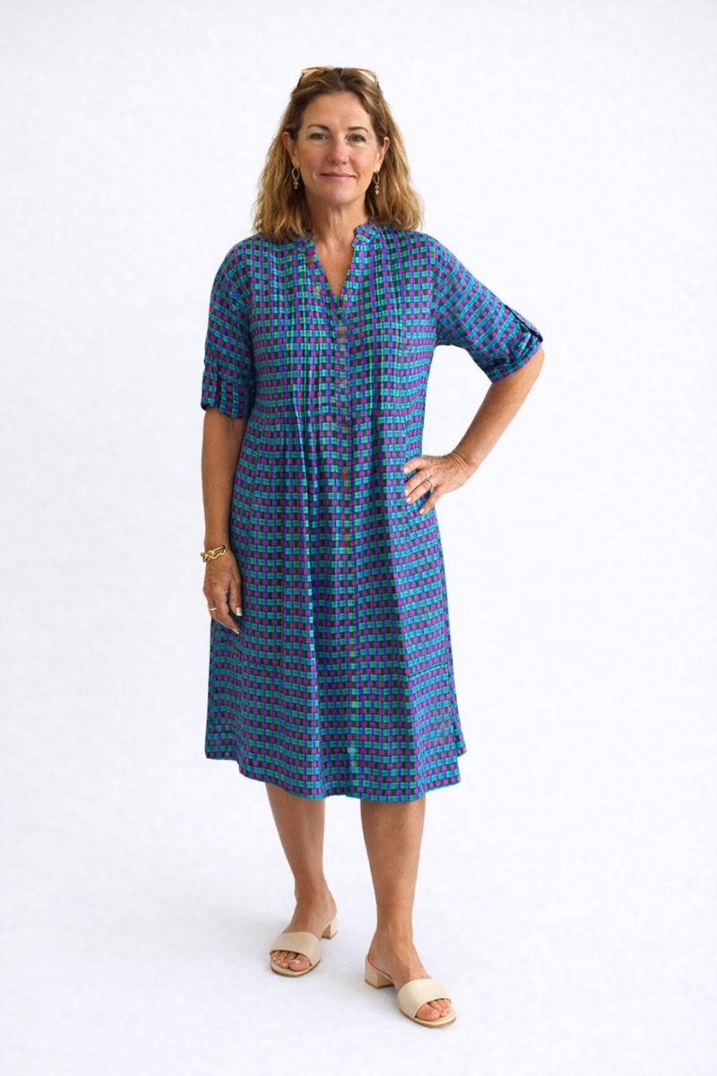 Cotton Button-Through Summer Dress in Fuchsia Jade by St Lori