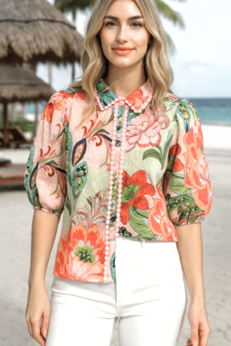 St Tropez Dobby Short Sleeve Trim Shirt