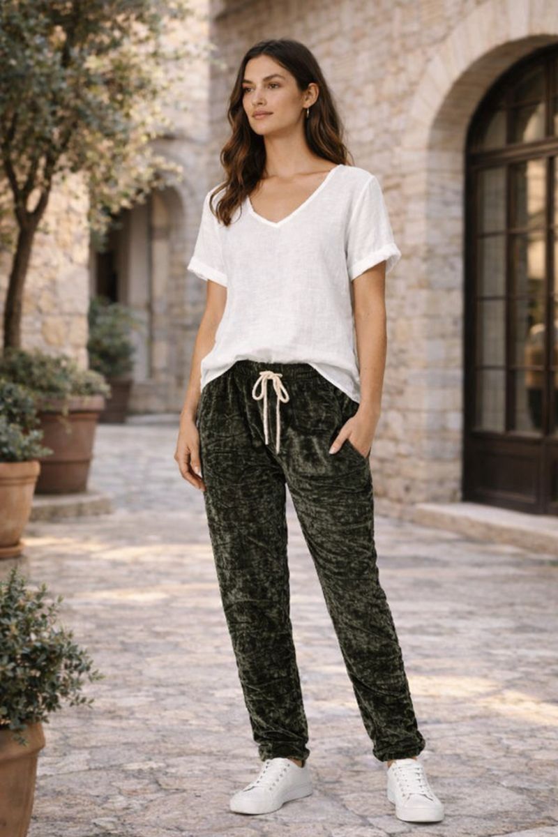 La Strada Icon Jogger Pant in Military by La Strada