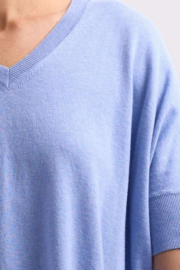 Pointelle Shoulder Top ZP7709 by Zaket & Plover in XS / Light Blue Denim