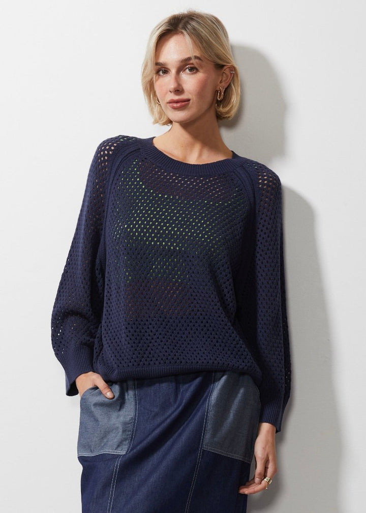 Zaket & Plover Holey top in navy ZP6607