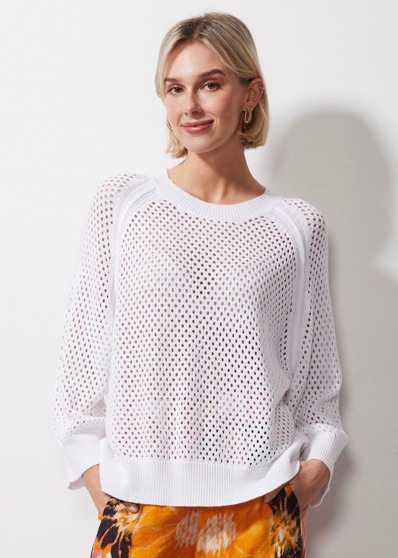 Zaket & Plover holey top in white ZP6607