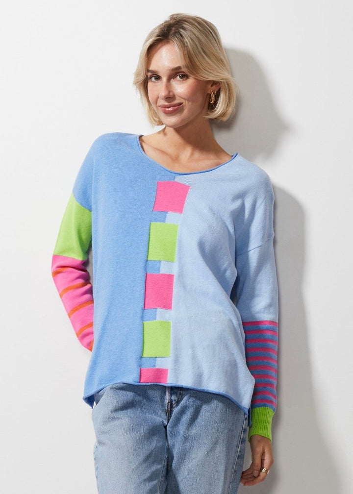 Zaket & Plover intarsia squares jumper ZP6609