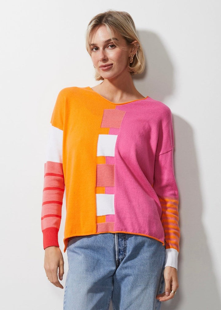 Zaket & Plover intarsia squares jumper ZP6609