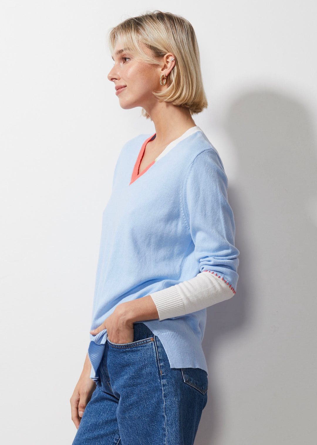 Block Trim Jumper ZP6610 in Sky by Zaket & Plover