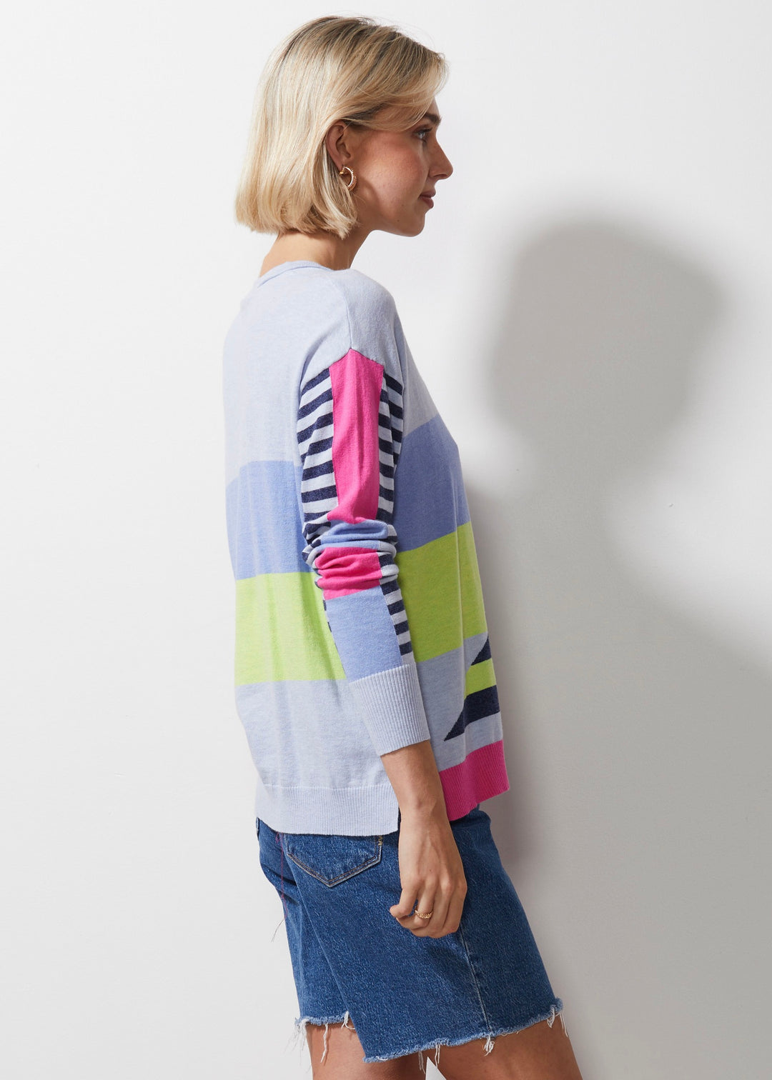 Diagonal Stripe Jumper ZP6615 in Sky by Zaket & Plover