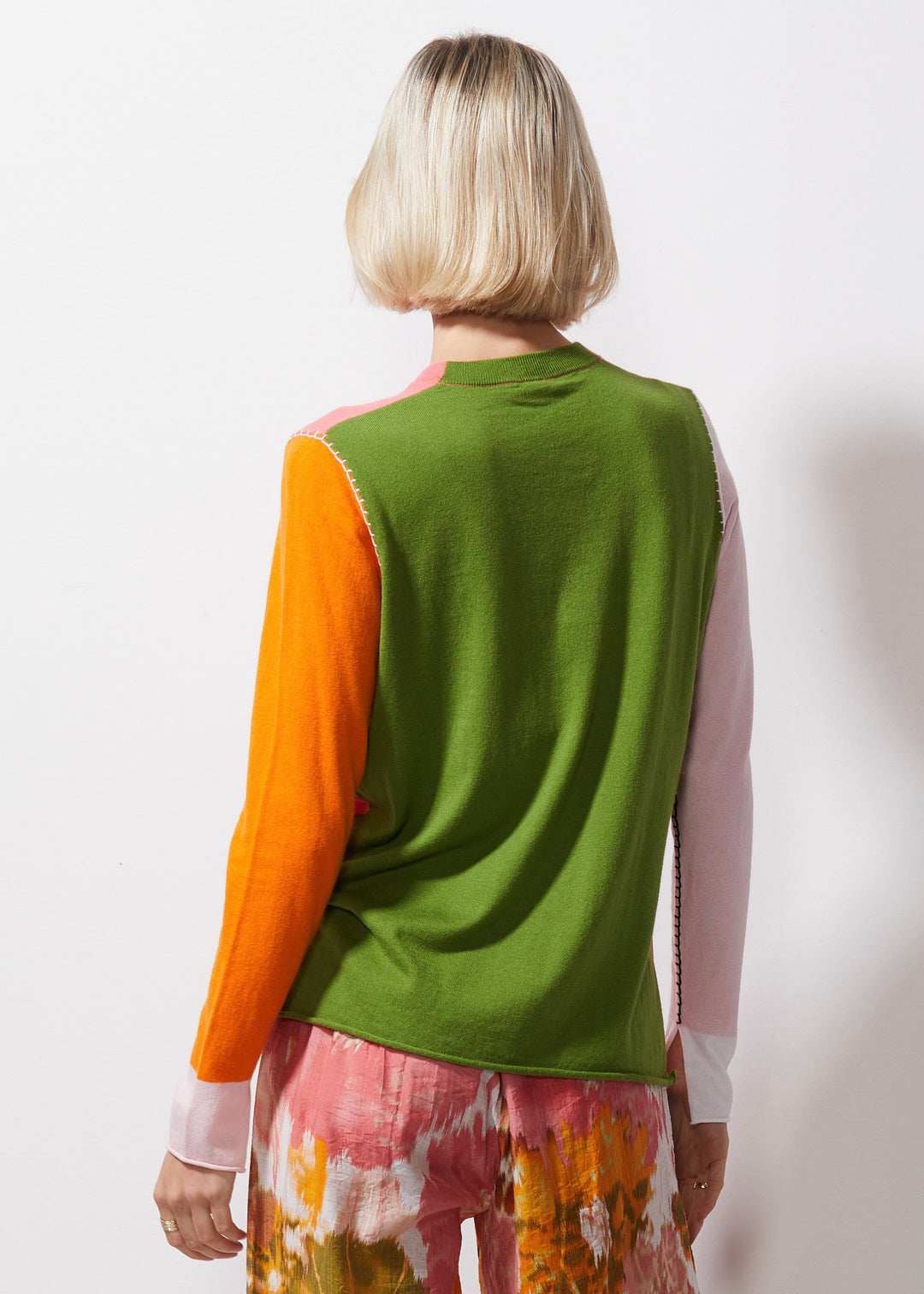 Colour Block Jumper ZP6617 in Flamingo by Zaket & Plover