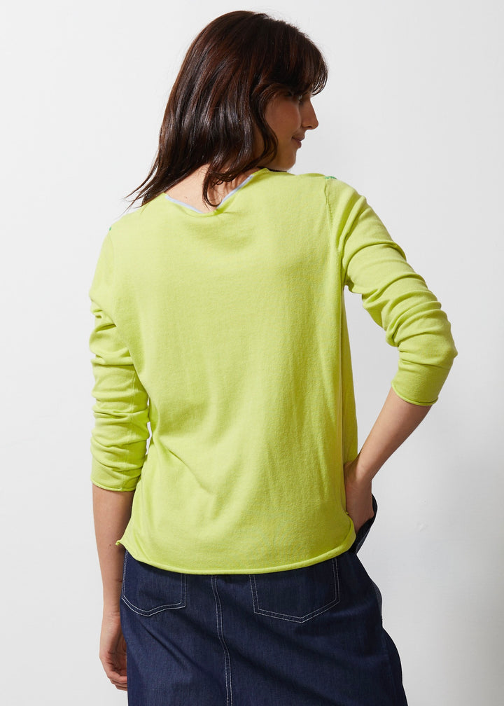 V Stitch Jumper ZP6619 in Lime by Zaket & Plover