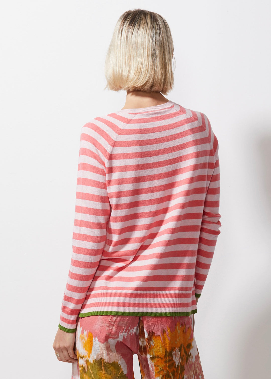 Essential Stripe V Jumper ZP6620 in Petal by Zaket & Plover