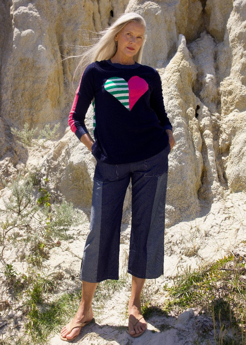 Zaket & Plover Cotton Cashmere jumper with loveheart