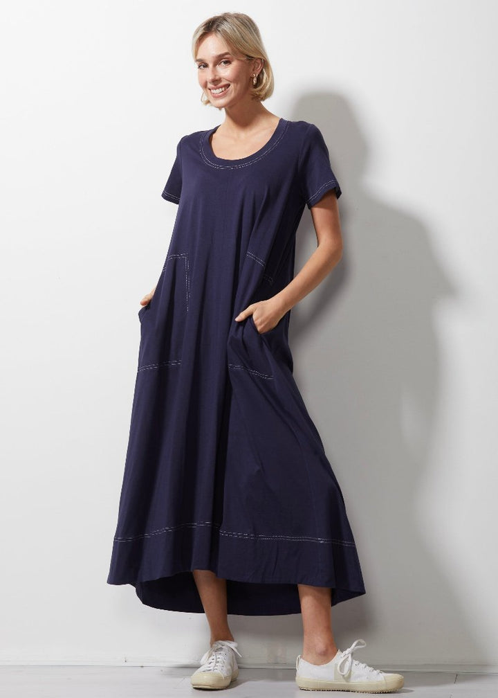 Zaket Dress jersey dress with pockets in navy ZP6645