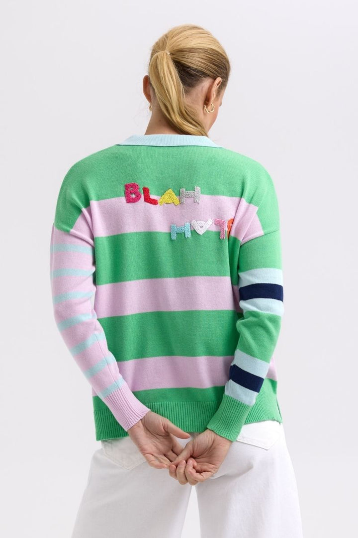 Blah Blah Rugby Top  ZP7723 by Zaket & Plover in Apple in XS / Green