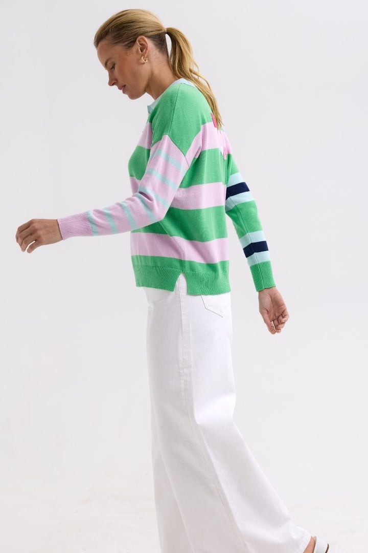 Blah Blah Rugby Top  ZP7723 by Zaket & Plover in Apple in XS / Green