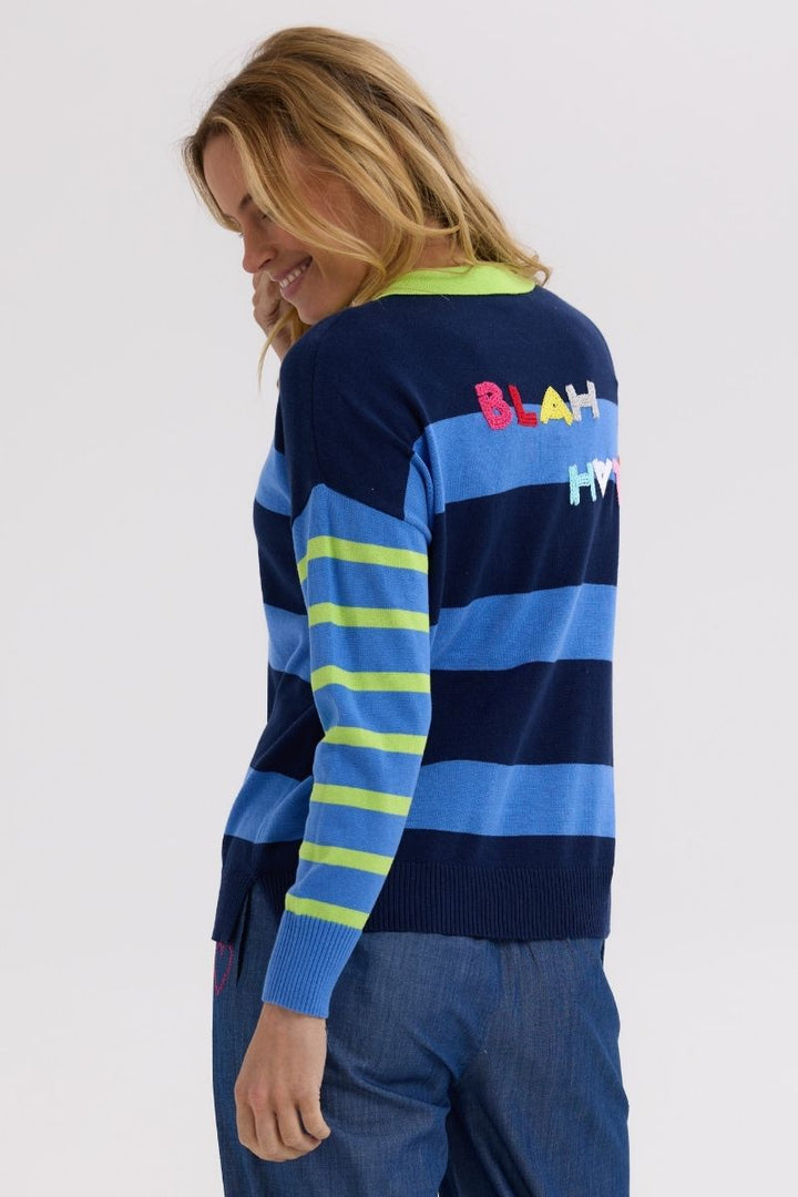 Blah Blah Rugby Top ZP7723 by Zaket & Plover in Navy / XS