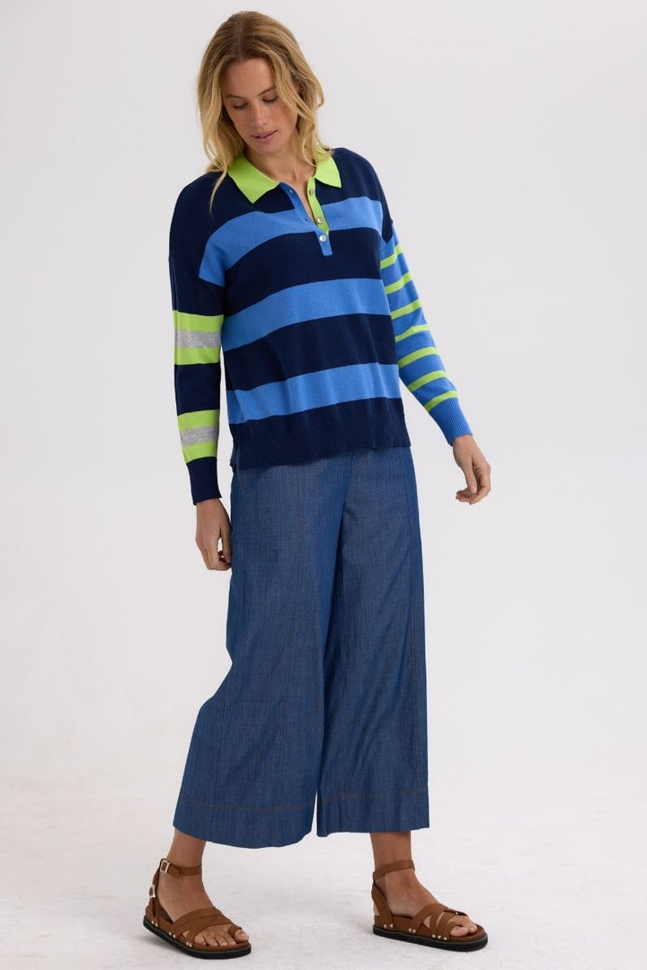 Blah Blah Rugby Top ZP7723 by Zaket & Plover in Navy / XS