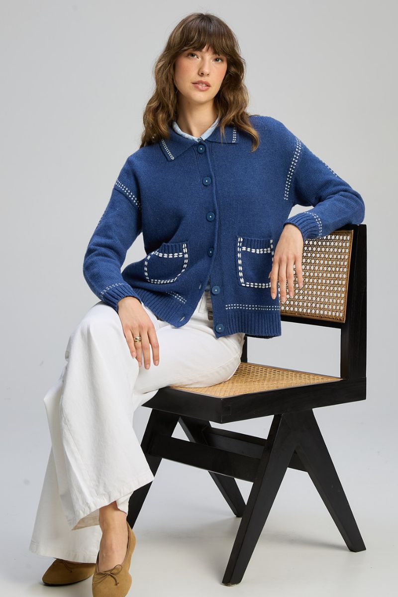 Tailored Cardigan in Indigo by Zaket & Plover