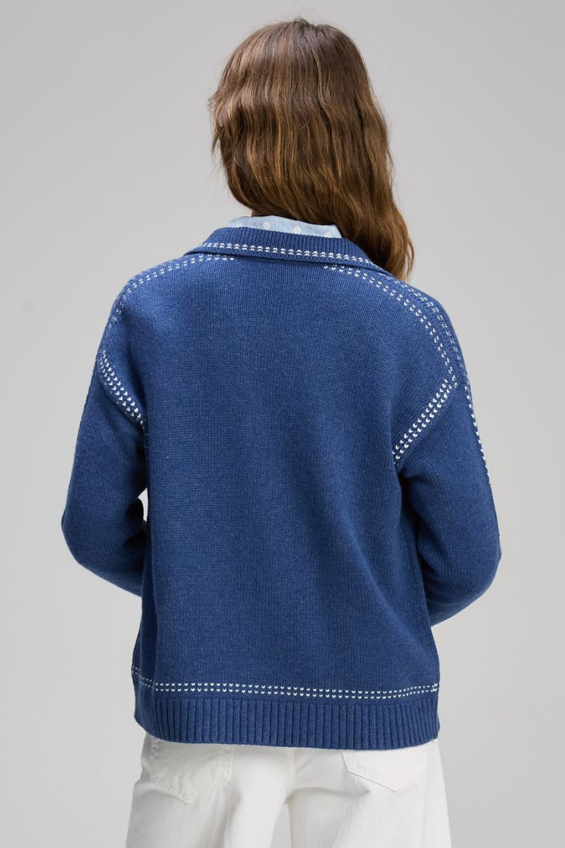 Woman wearing Tailored Cardigan in Rocket by Zaket & Plover ZP8101 backview