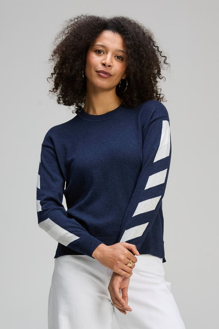 Dark Denim Accent Sleeve Jumper by Zaket & Plover in Dark Blue Denim / S