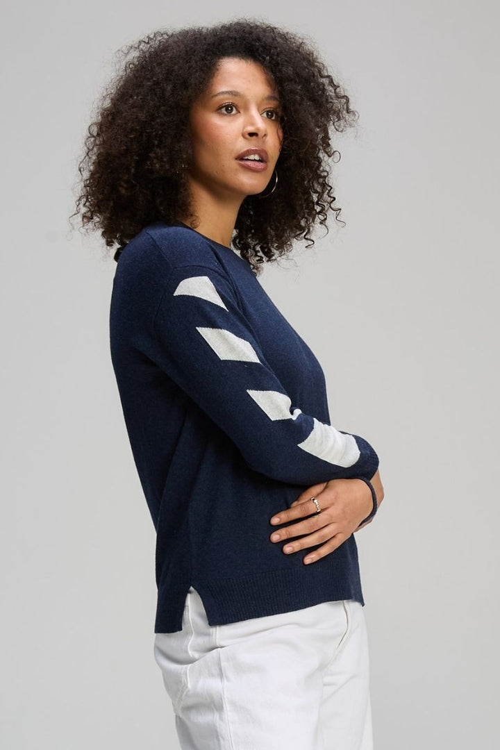 Dark Denim Accent Sleeve Jumper by Zaket & Plover in Dark Blue Denim / S
