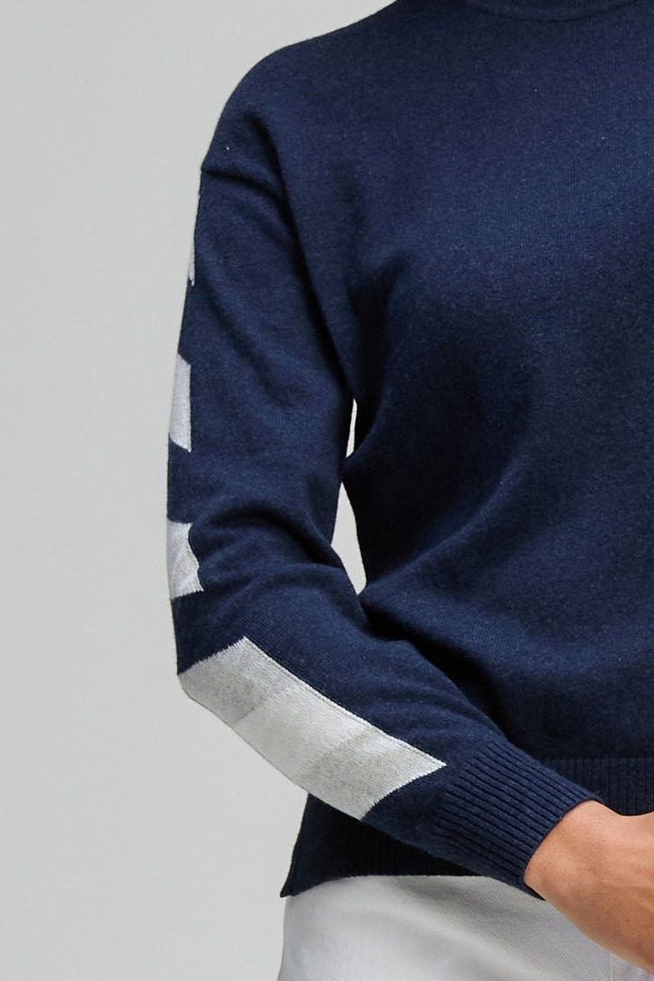 Dark Denim Accent Sleeve Jumper by Zaket & Plover in Dark Blue Denim / S