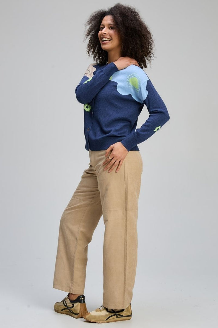 Play Petal Cardigan in Denim by Zaket & Plover in Dark Blue Denim / S