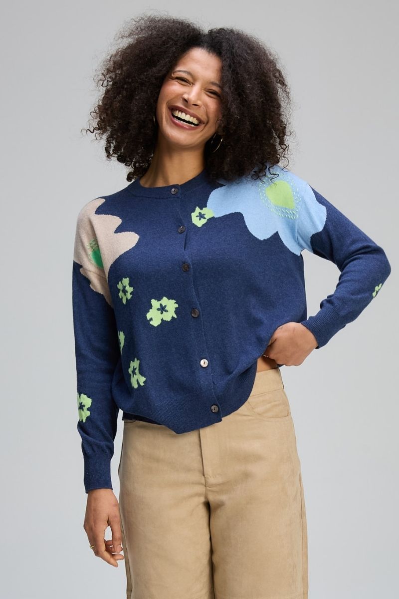 Play Petal Cardigan in Denim by Zaket & Plover