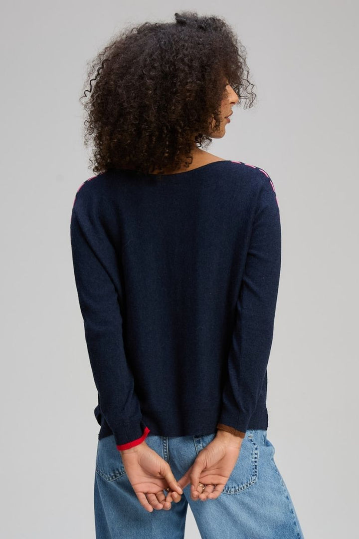 Threaded Sleeve Jumper in Dark Denim by Zaket & Plover in Dark Blue Denim / S