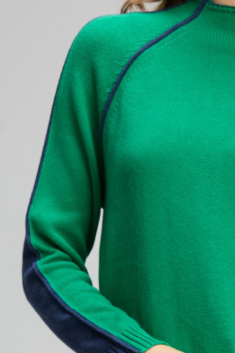 Woman wearing 2 way funnel jumper by Zaket & Plover ZP8125 close up