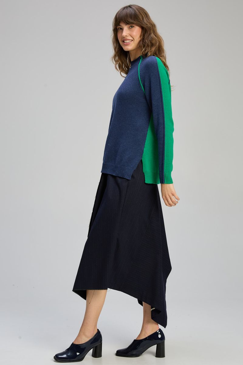 Two Way Funnel Jumper in Denim by Zaket & Plover