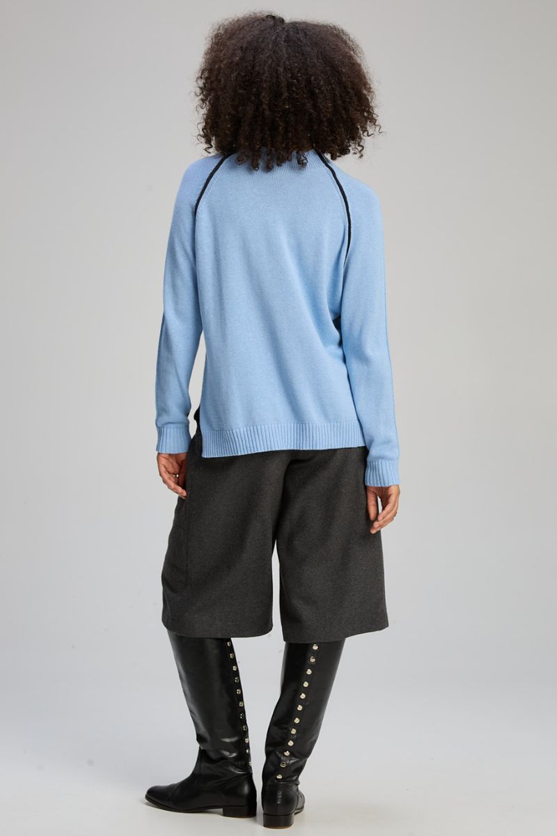 Woman wearing 2 way funnel jumper by Zaket & Plover ZP8125 back view