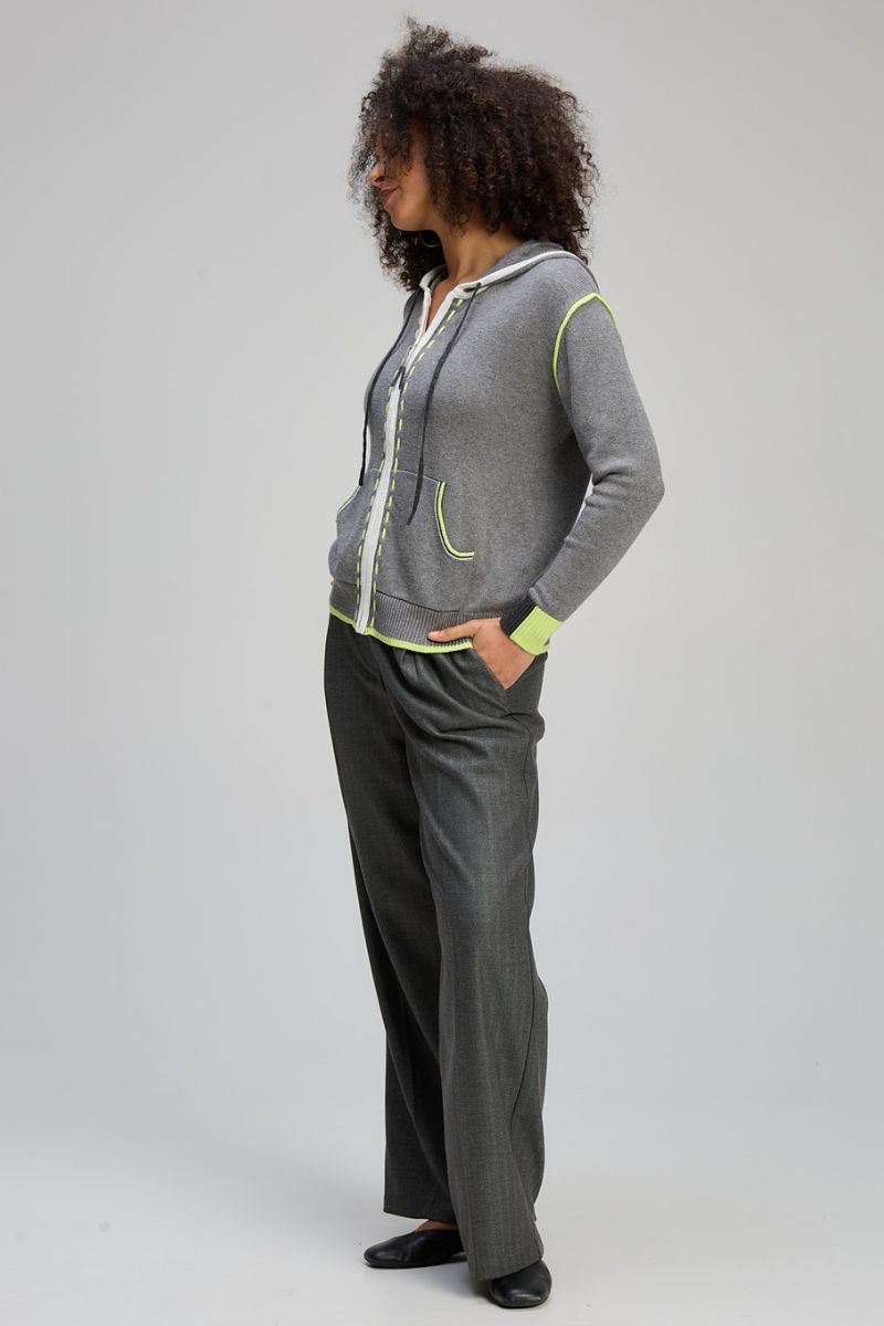 Woman wearing Threaded Hoodie in cloud by Zaket & Plover ZP8128 side view