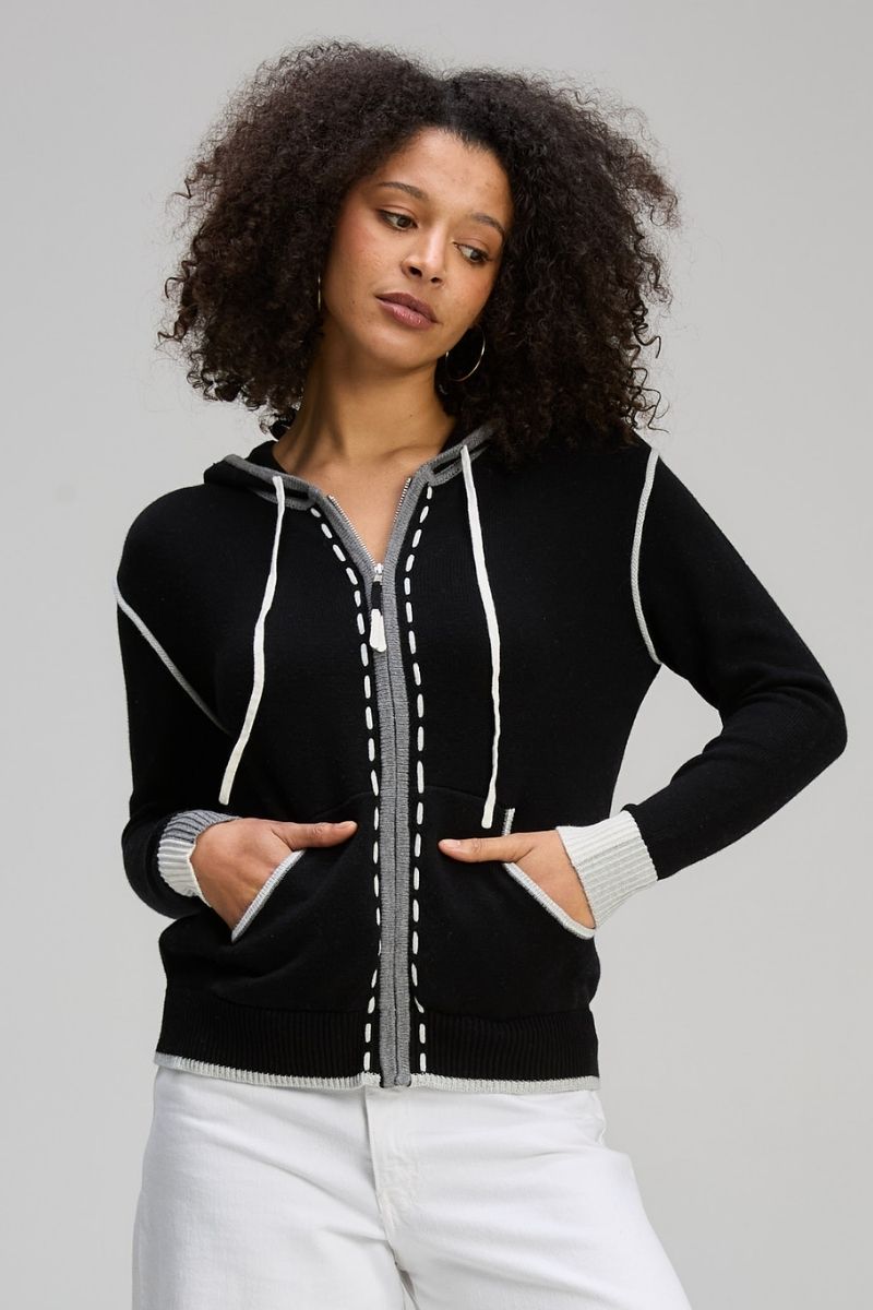 Threaded Hoodie in Black by Zaket & Plover