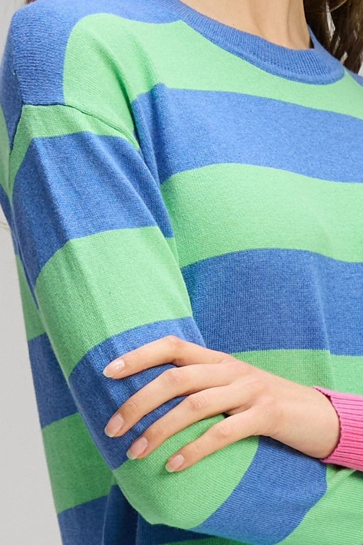 Stripe Clash Jumper in Blueberry by Zaket & Plover in Coastal Blue / S