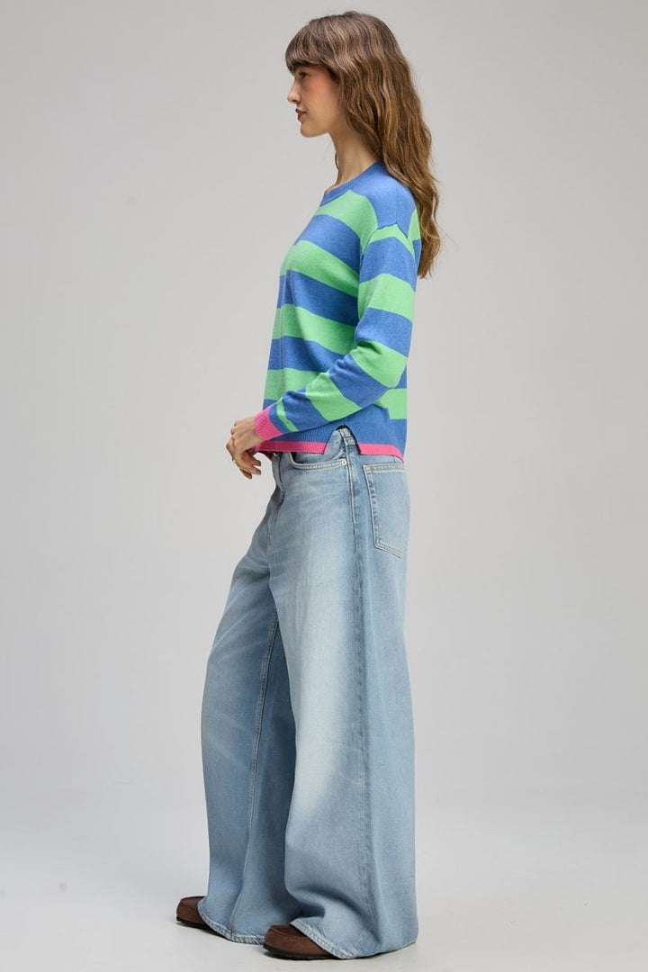 Stripe Clash Jumper in Blueberry by Zaket & Plover in Coastal Blue / S