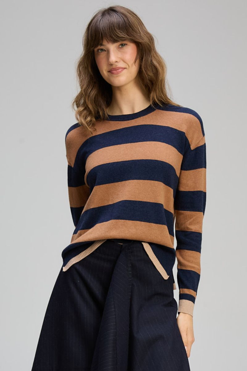 Stripe Clash Jumper in Dark Denim by Zaket & Plover