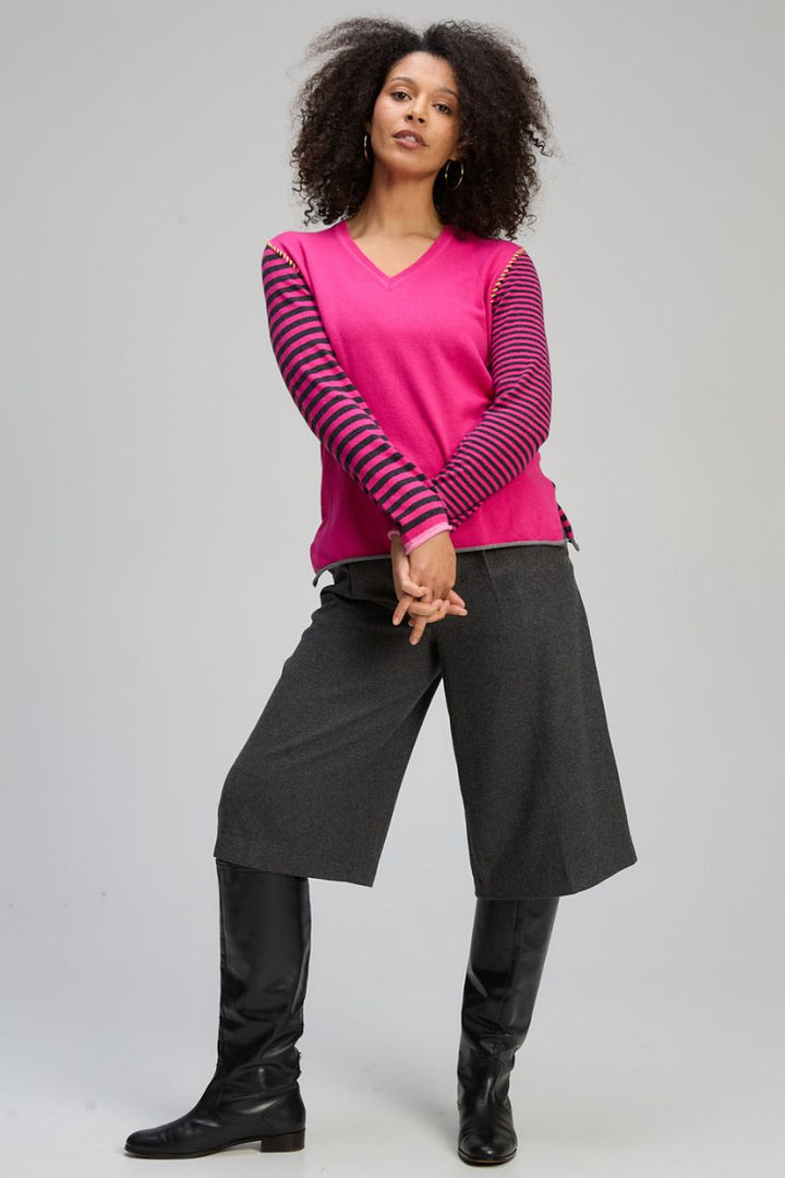 Varied Stripe V Essential in Magenta by Zaket & Plover in Hot Pink / S