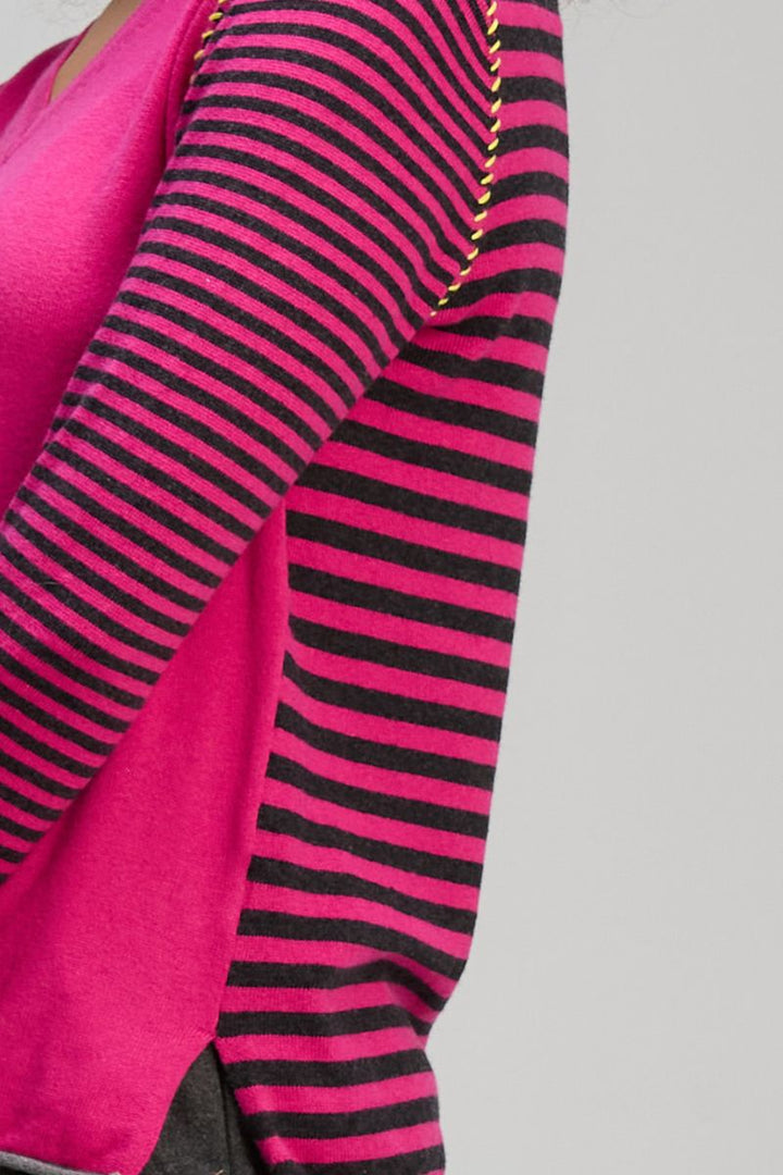 Varied Stripe V Essential in Magenta by Zaket & Plover in Hot Pink / S