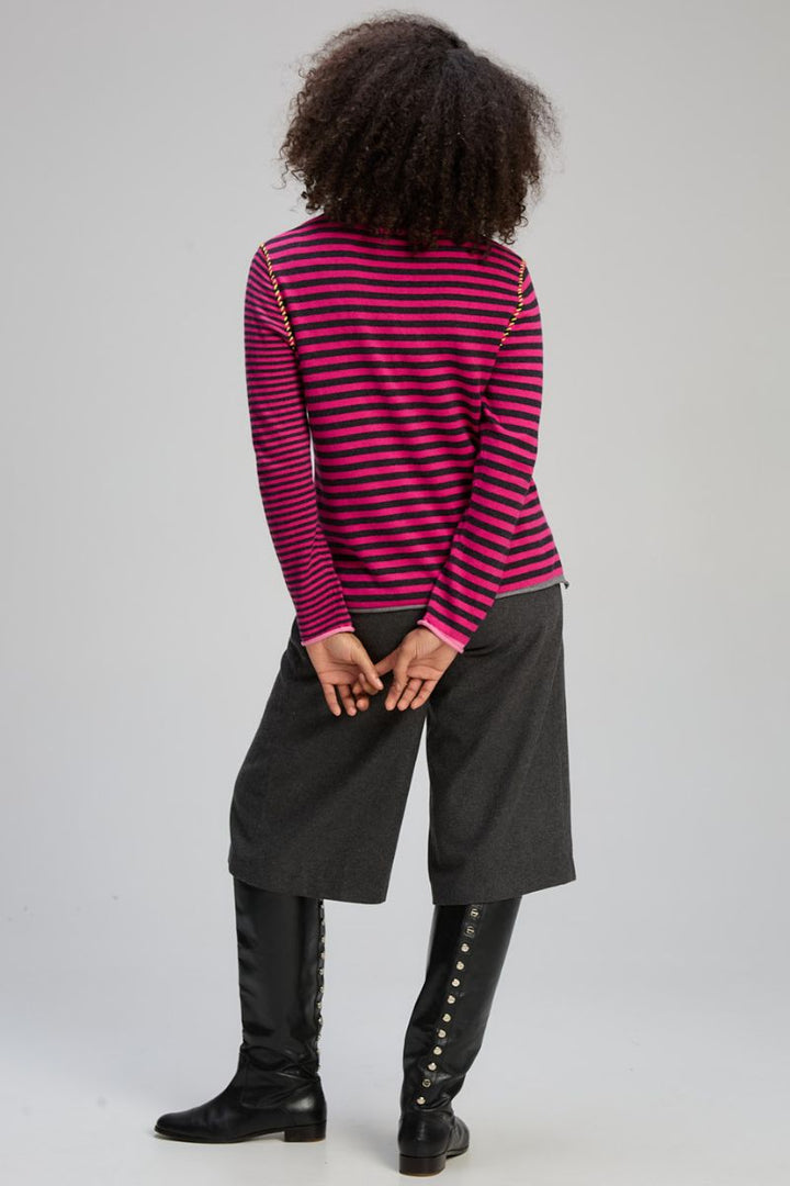Varied Stripe V Essential in Magenta by Zaket & Plover in Hot Pink / S