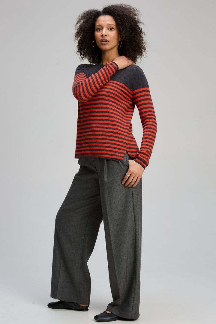 Detail Stripe Crew in Charcoal by Zaket & Plover in Charcoal / XS