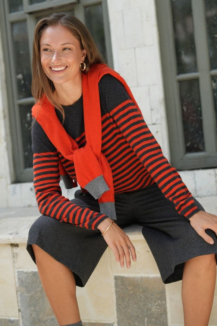 Detail Stripe Crew in Charcoal by Zaket & Plover in Charcoal / XS