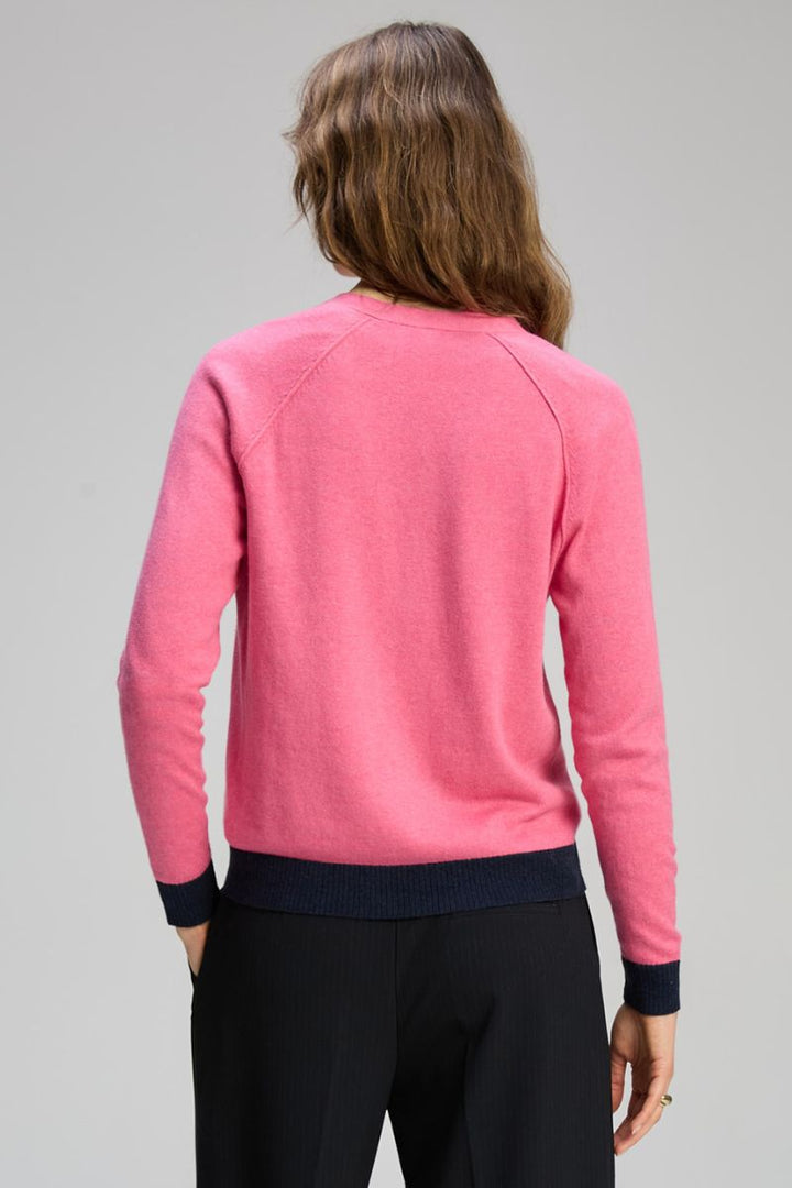 V Neck Essential Cardigan in Rhubarb by Zaket & Plover in rhubarb / XS