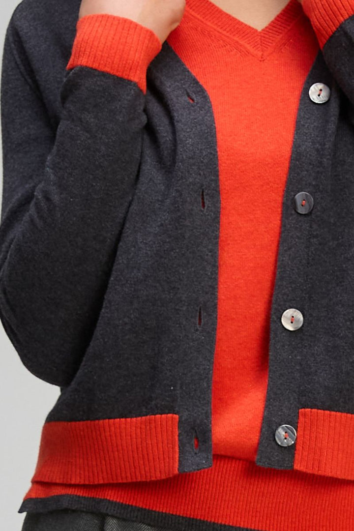 V Neck Essential Cardigan in Charcoal by Zaket & Plover in Charcoal / XS